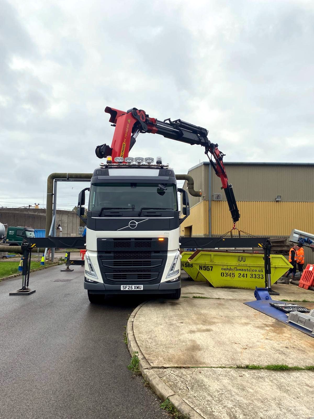 Branded AC Lifting truck and driver at the Preston depot, out-of-hours.