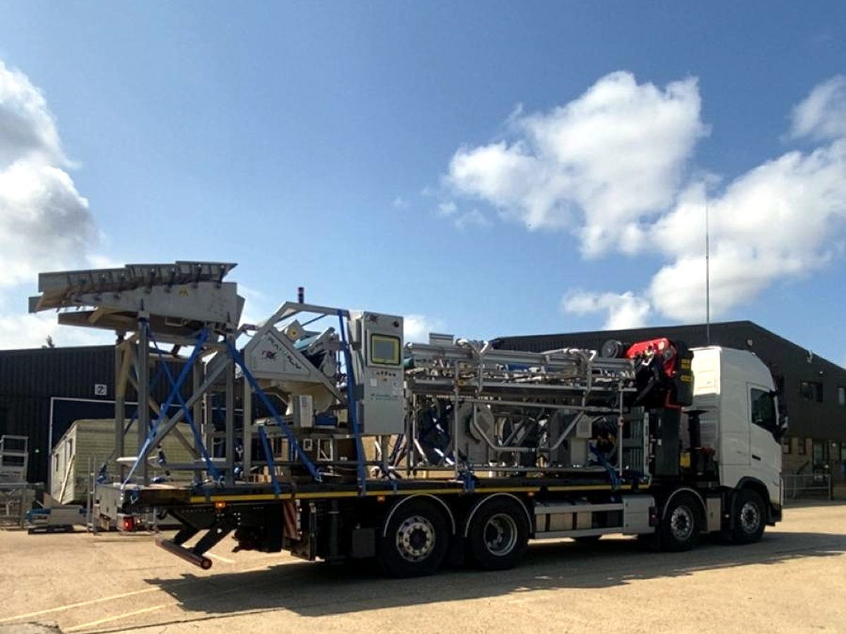 HIAB loaded with structural steelwork ready for transport.